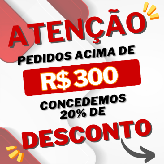 Comprando acima de R$ 300,00 Reais terá um desconto de 20% na finalização do pedido.  